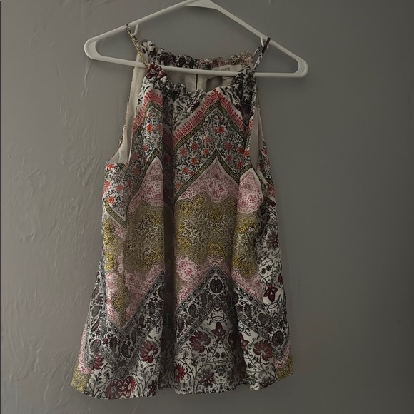 LOFT Sleeveless Green and Pink Tank Top with Bohemian Print 134 - Picture 1 of 7